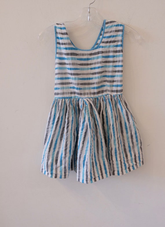 1950's Vintage Little Girl Dress Seersucker Cotto… - image 5