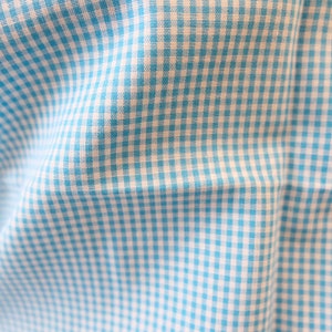 1960&#39;s Vintage Tiny Turquoise and White Gingham Print Cotton Blend Fabric  4 yards long by 45&quot; wide Very Wizard of Oz Dorothy Material