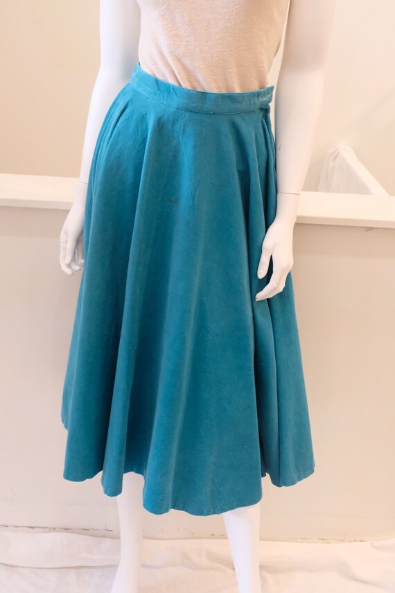 1950's vintage  bright turquoise cotton corduroy … - image 10