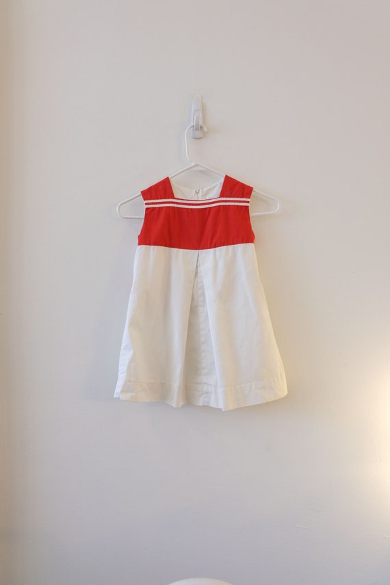 1960's Vintage Girls Cotton White with Red Sailor 