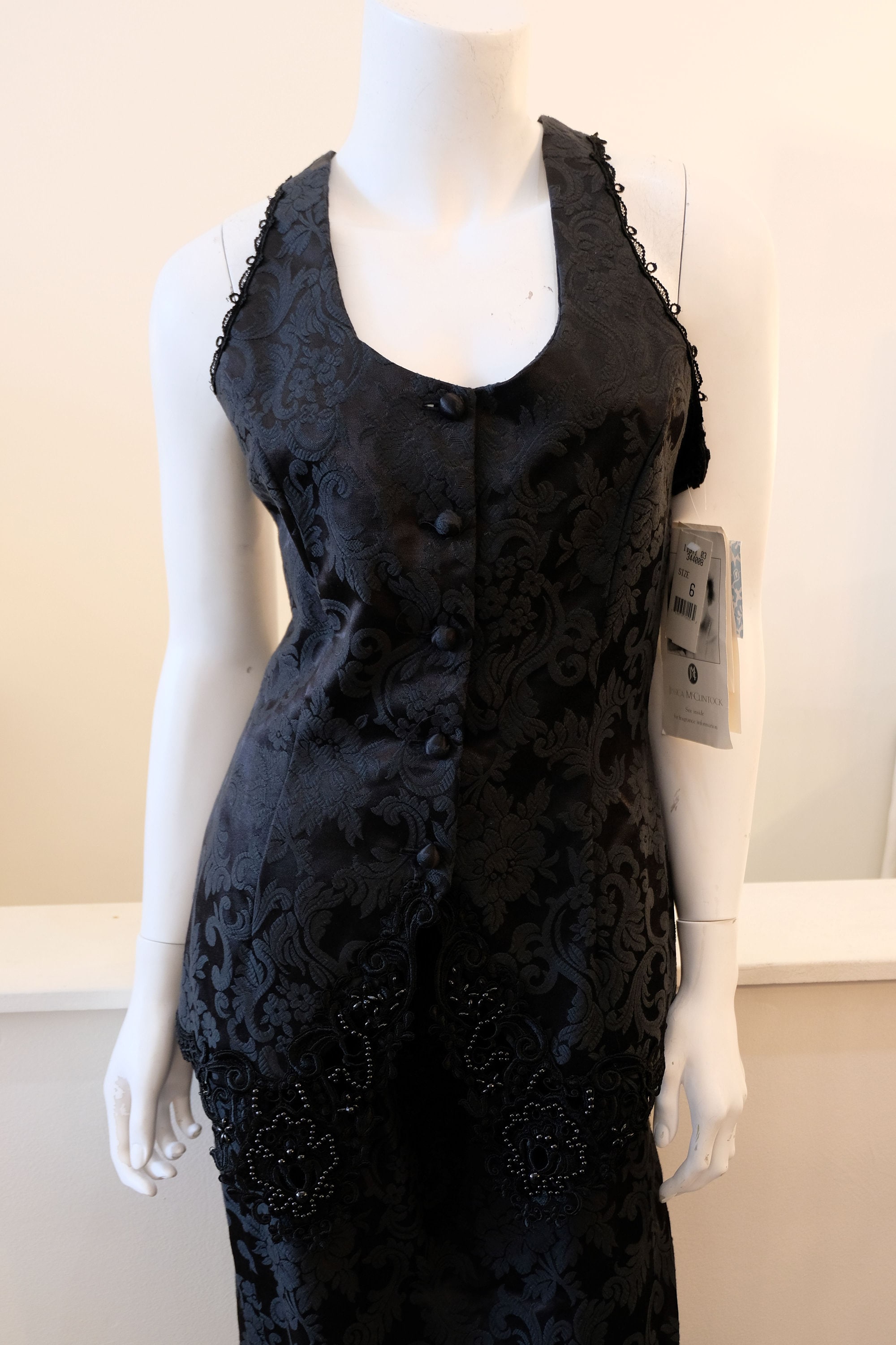 1980's Vintage WOMENS' Black Brocade Scott Mcclintock