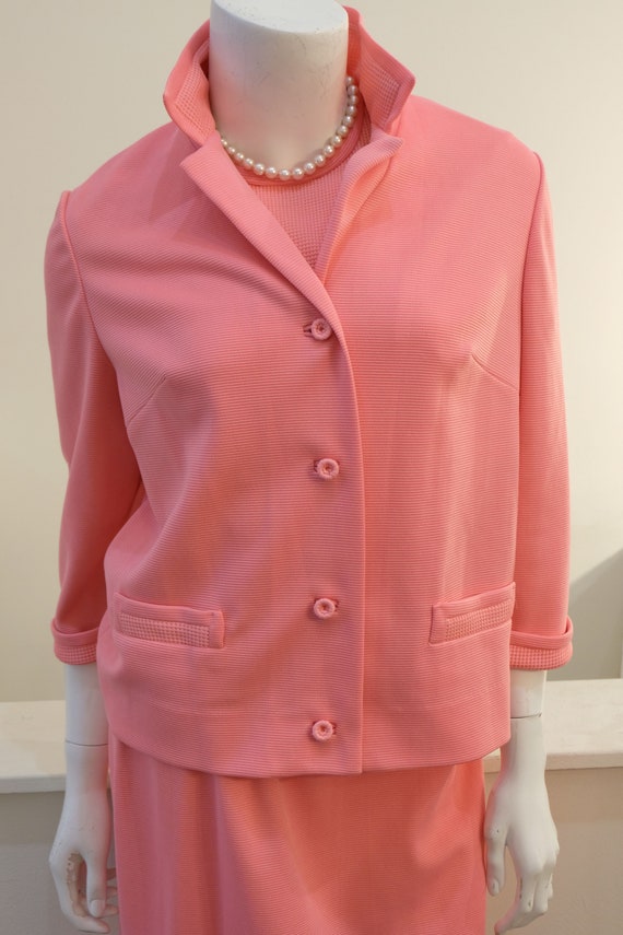 1960's Vintage WOMENS' Polyester Bright Pink 3 Pi… - image 8
