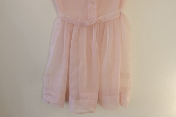 1950's Vintage Girls Pink Sheer Nylon Shirtwaist … - image 9