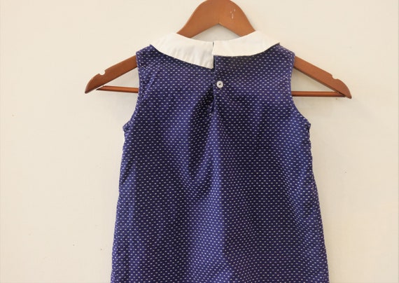 1970's Vintage Girls Sears Cotton Navy Blue w/ Wh… - image 9