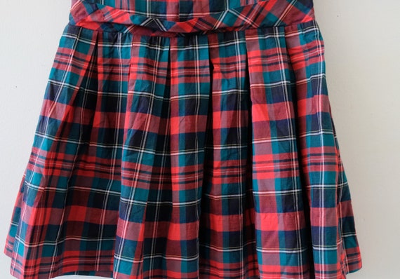 1960's Vintage Cotton Christmas Red Green Plaid S… - image 7