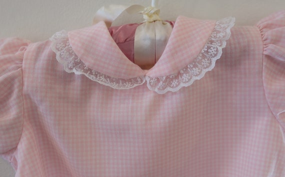1960's Vintage Baby Shirt / Blouse /Top Pink Whit… - image 6