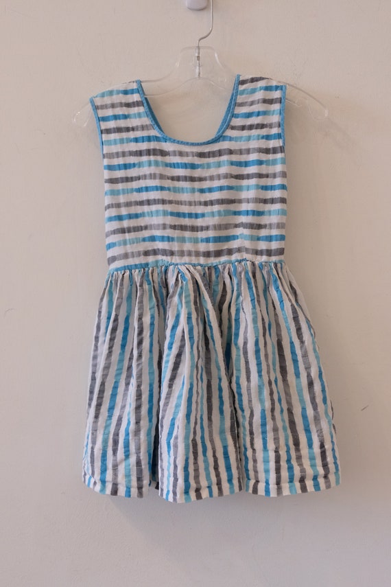 1950's Vintage Little Girl Dress Seersucker Cotto… - image 1