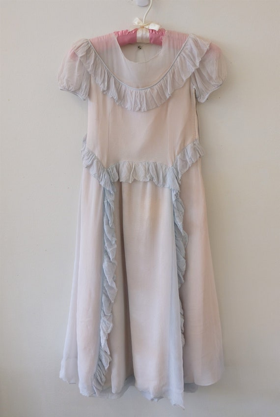 1940's Vintage Girls Pale Blue Crepe Party Dress R