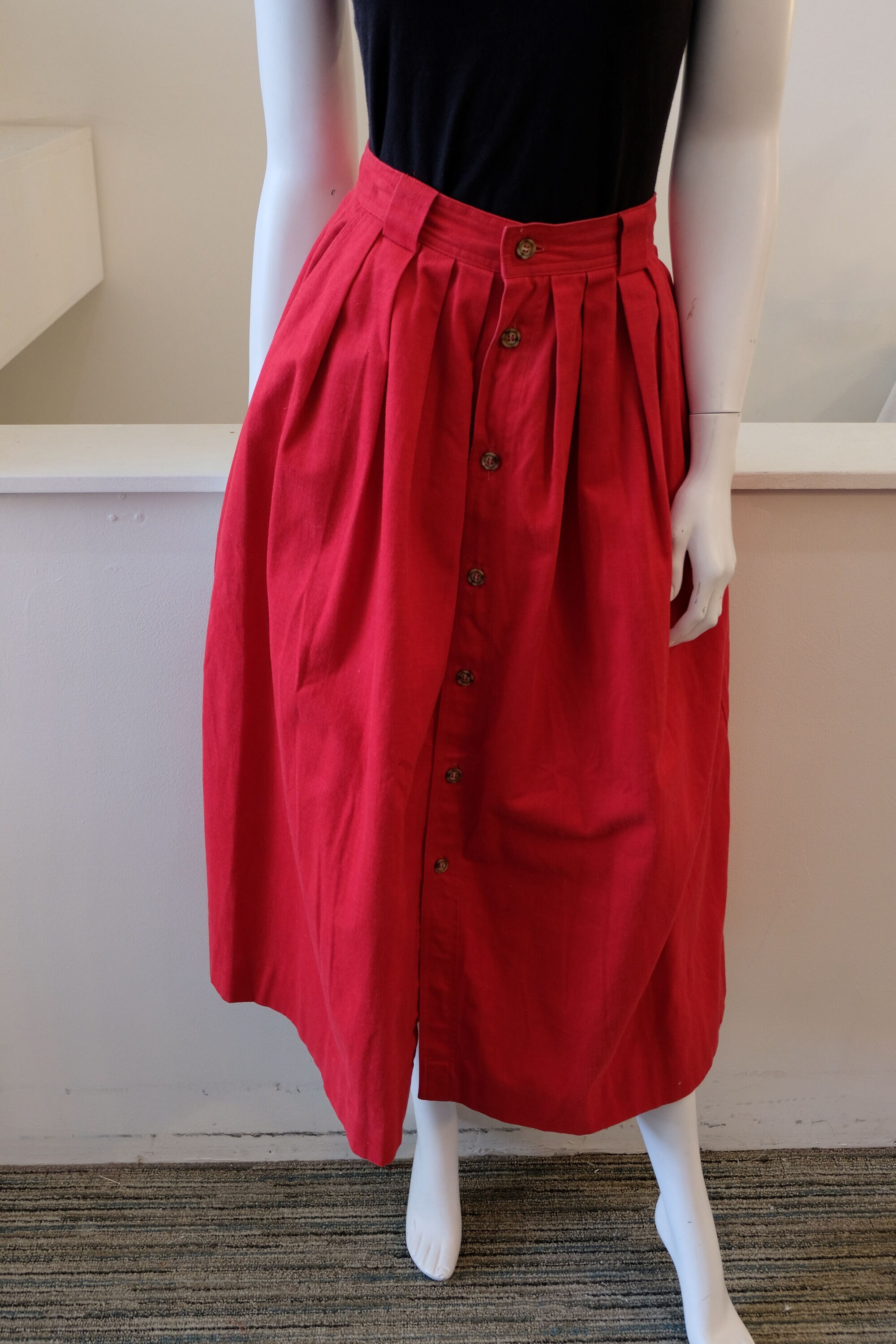 Red button down skirt deals