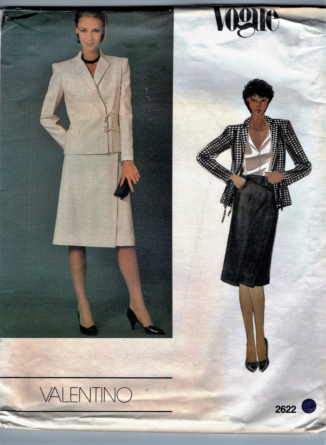Ensemble 3 Pièces Valentino Vintage - Veste + Blouse + Jupe Mi-mollet - Noir Et Marron - Tailles 4/6/10