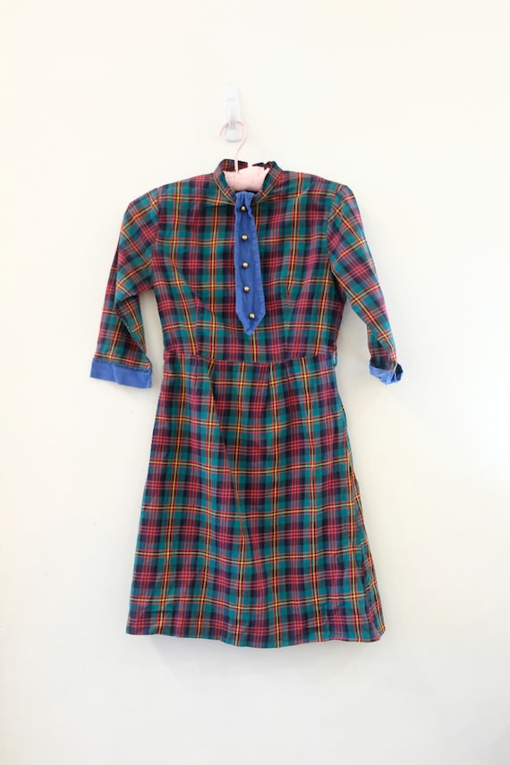 blue size 18 dress Semi-Spread Collar Polo Sea Island Blue and Purple Plaid main image 0