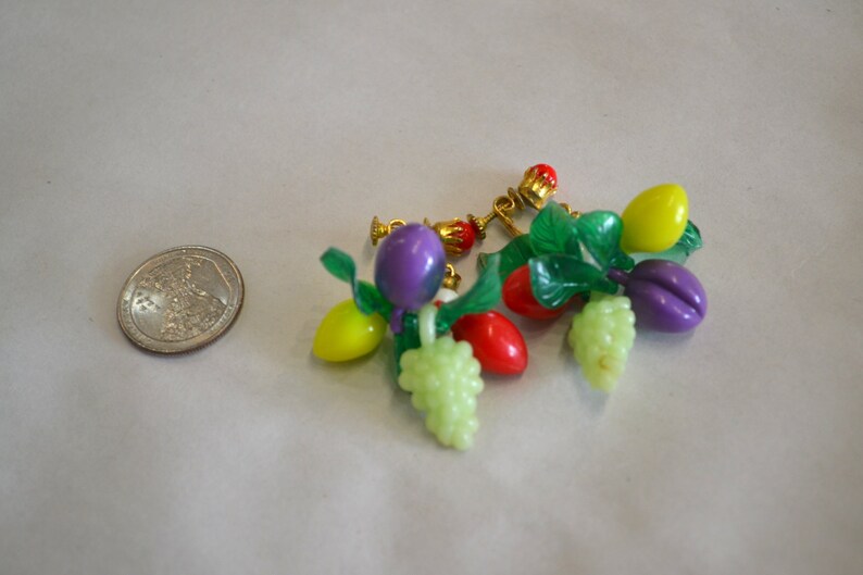 1950's Vintage Plastic Fruit Dangle Drop Clip on Earrings Etsy