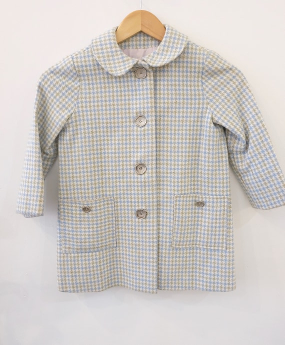 1960's Vintage Little Girls Wool Houndstooth Alin… - image 1