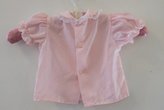 1960's Vintage Baby Shirt / Blouse /Top Pink Whit… - image 2