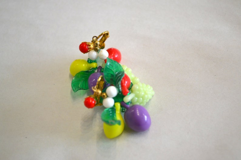 1950's Vintage Plastic Fruit Dangle Drop Clip on Earrings Etsy