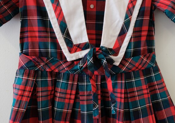 1960's Vintage Cotton Christmas Red Green Plaid S… - image 9