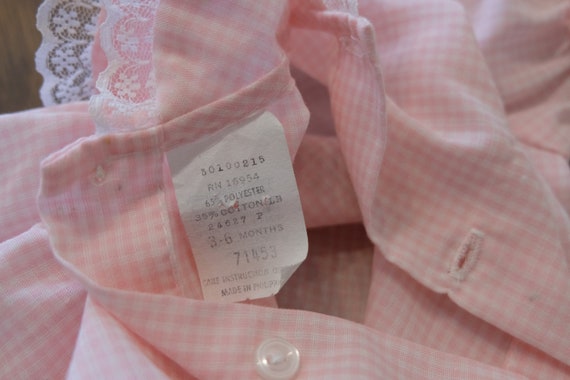 1960's Vintage Baby Shirt / Blouse /Top Pink Whit… - image 7