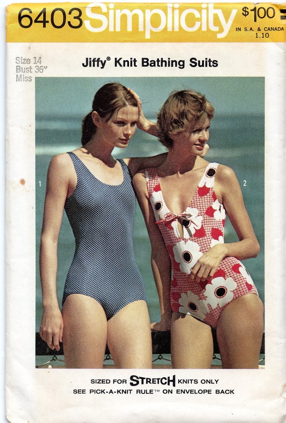 1974 Vintage Sexy Swim Suit One Piece Sewing Pattern Simplicity