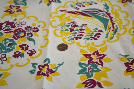 Items similar to 1940's Vintage Kitchen Towel Woven Cotton Yellow ...