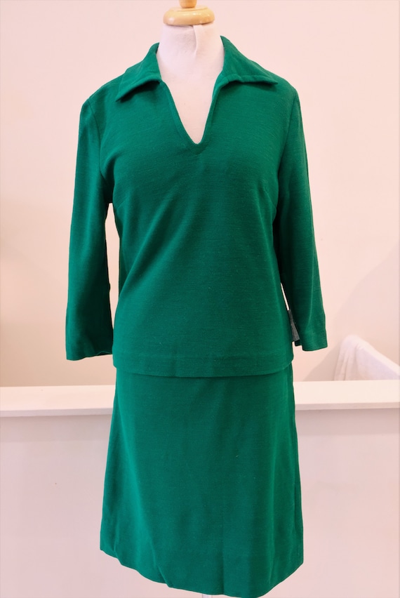 1960's Vintage Mod Green Polyester Double Knit Top