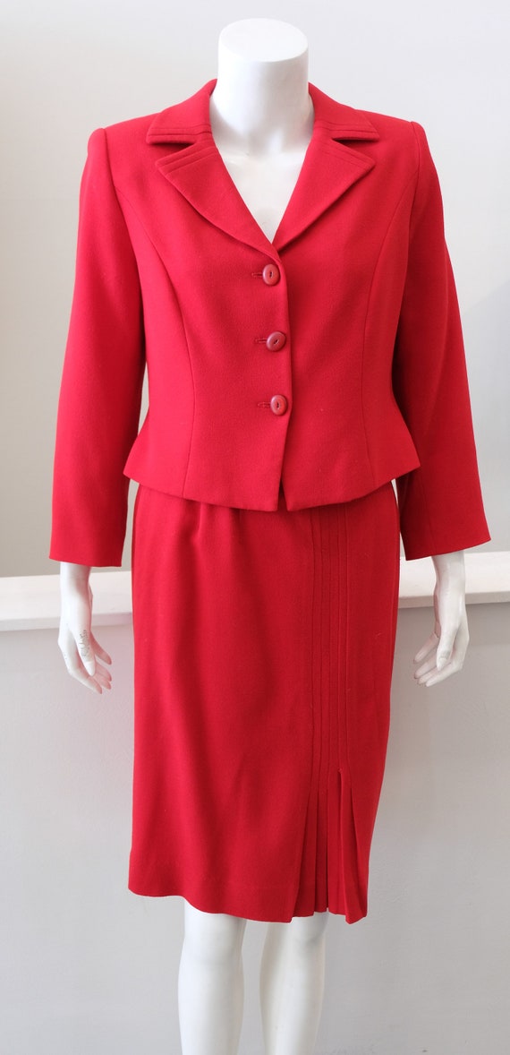 1990's Vintage WOMENS' Red Wool Crepe  Albert Nipp