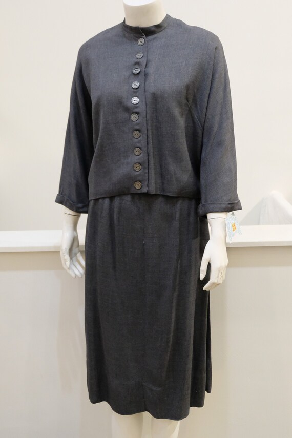 1950's Vintage Grey Gaberdine Two Piece Skirt and