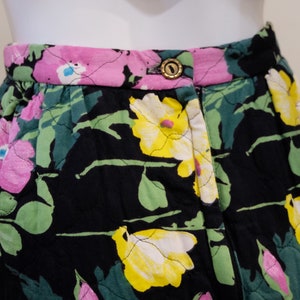 1970's Vintage Quilted Cotton Bright Floral Maxi Skirt-Modern Size 4 Waist 26Yellow, Green, Purple & Black Super Cute Hostess Party Wear image 6