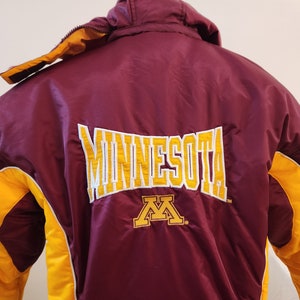 1990&#39;s Vintage University of Minnesota Winter Puffer Jacket Boys size 20 Women&#39;s 4 gold and maroon