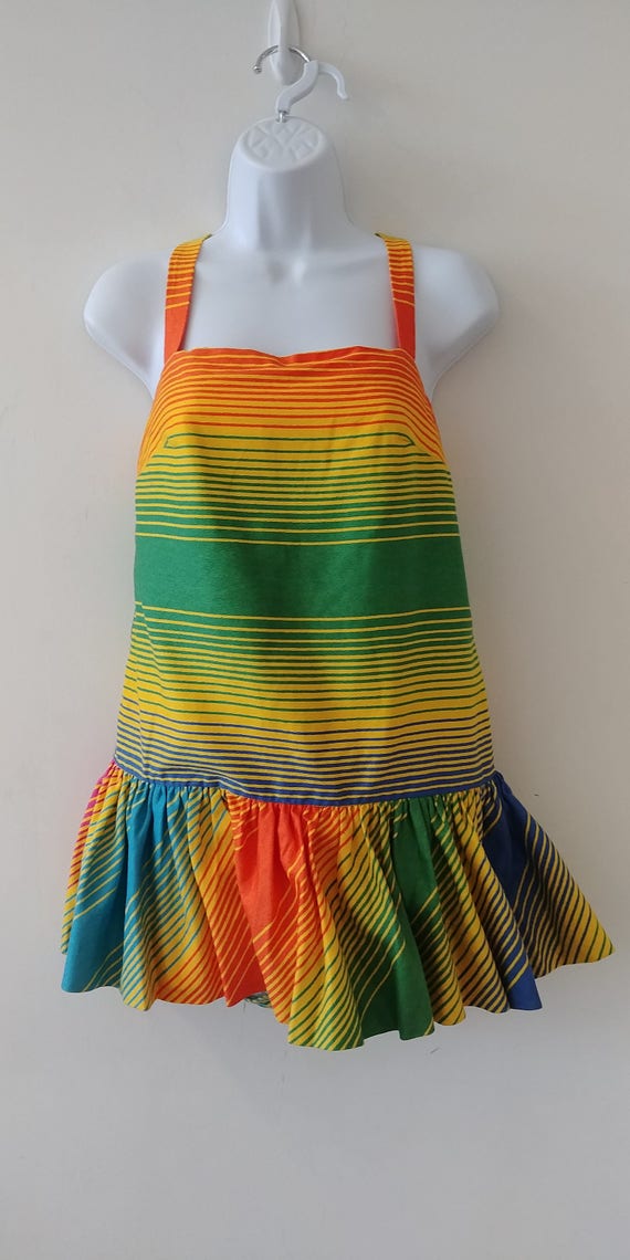 1960's Vintage Rainbow Striped Beach Dress Swimmin