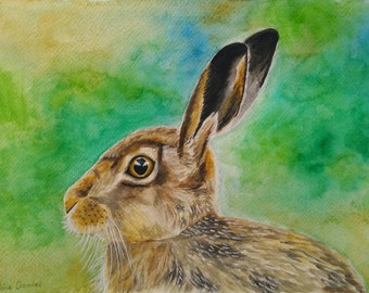 A4 Hare - Original Watercolour Painting on Watercolour Paper - Nature - Animals - Wildlife