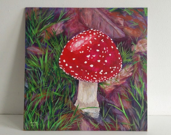 Fly Agaric No.1 Amanita Muscaria Mushroom Original Painting ATC
