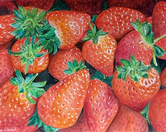 7"x10" Strawberries - Still Life - Original Watercolour Painting on Watercolour Paper - Fruit - Food