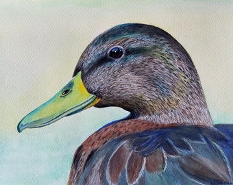 A4 Female Duck - Original Watercolour Painting on Watercolour Paper - Nature - Animals - Ducks - Wildlife