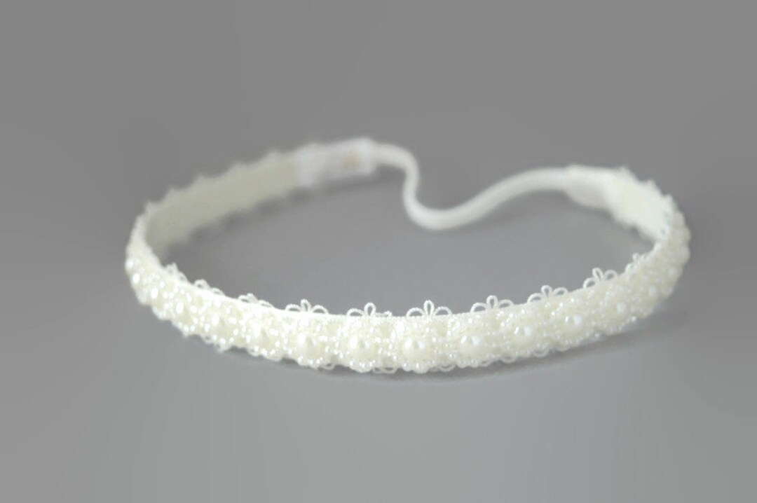 Baby Ivory Tiara Hair Band for Baptism Christening Lace and Etsy