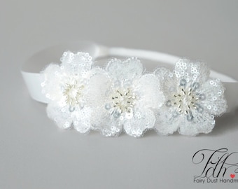 Baby Girls Lace Headband - Soft Flower Hairband For Newborns & Toddlers