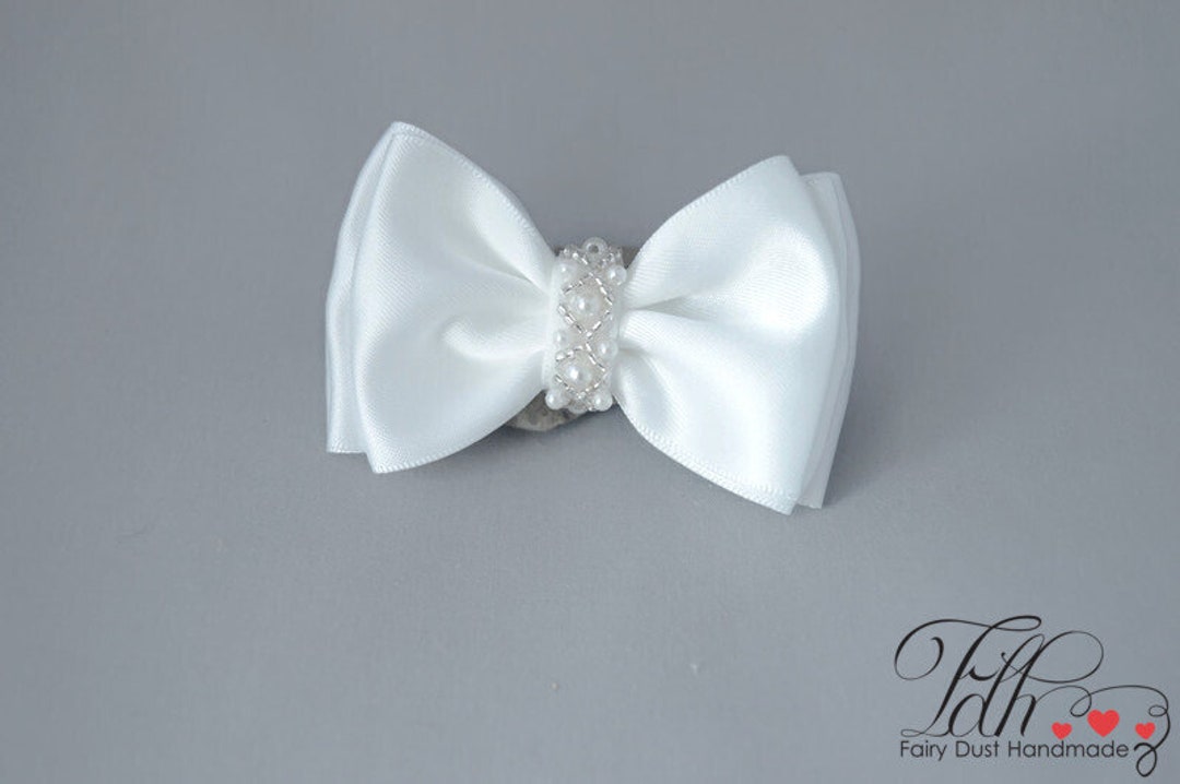 Baptism Hair Clip for Baby Girl off White Satin Bow With Etsy