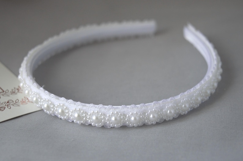 Pure white pearl aliceband