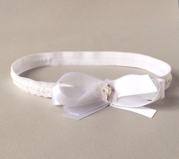 Baptism baby headband Handmade Fdh unique lace christening hair band for girls