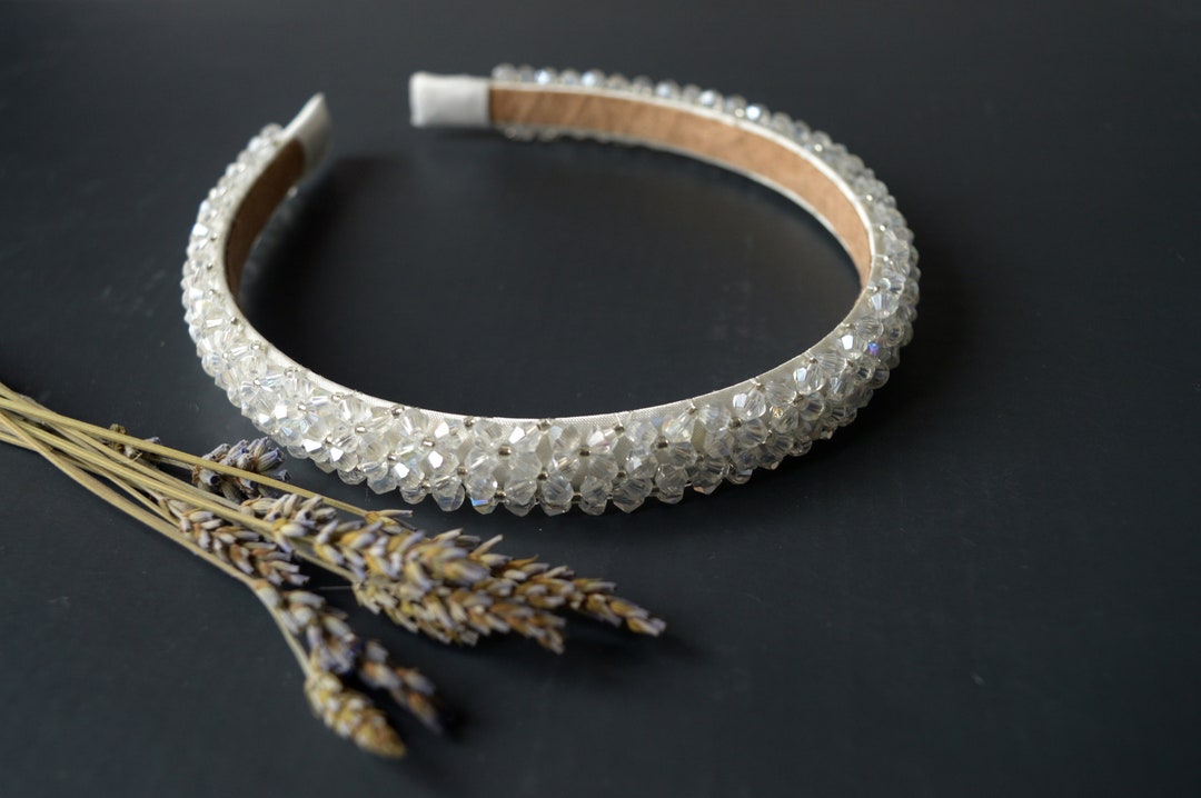 Alice Band for Baptism, First Holly Communion White Diamantes Headband