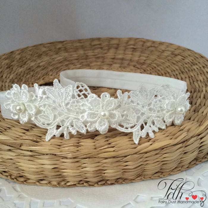 Baby Lace Tiara Hair Band for Baptism Christening Ivory Etsy