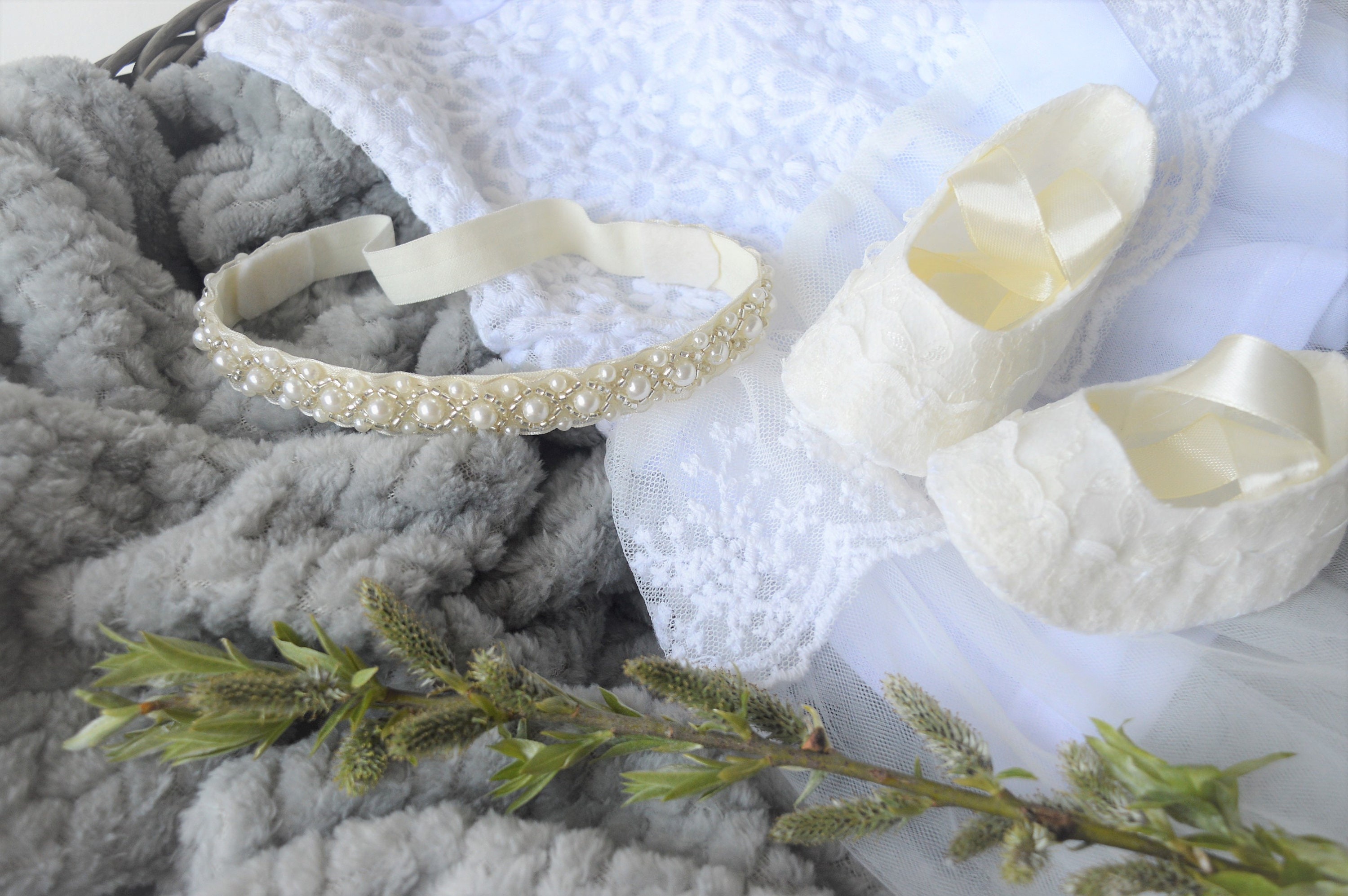 Baby rhinestone tiara hair band for baptism christening Etsy.de