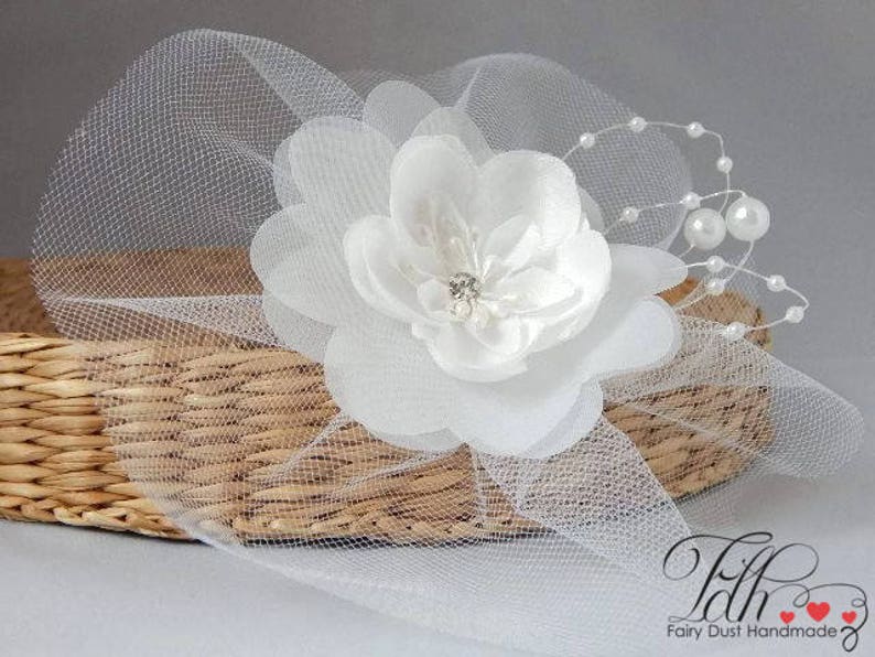Fascinator Hair Clip baby headband for baptism wedding flower Etsy
