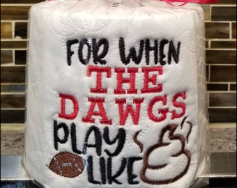 Georgia Gag Gift, Embroidered Toilet Paper, Funny Football TP Birthday Gift, Gifts for Him, Bathroom Humor, Gifts for Everyone, The Dawgs