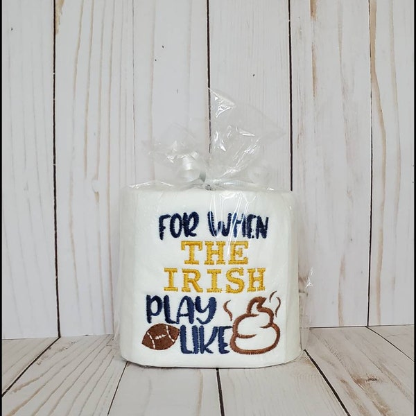 Irish Football, Notre Dame Funny Gift, Embroidered TP, Toilet Paper Gift, Gag Gift, Bathroom Humor, Gift for Him, College Football, Birthday