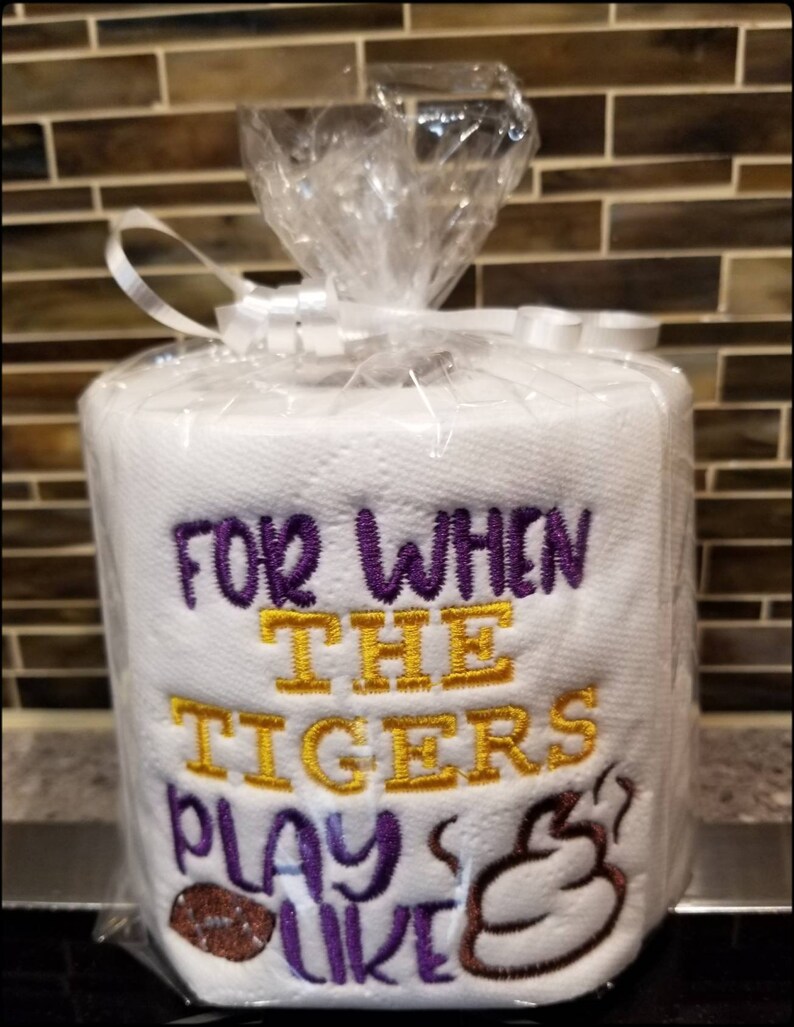 Tigers Football Gag Gift Purple and Gold Embroidered Toilet Etsy