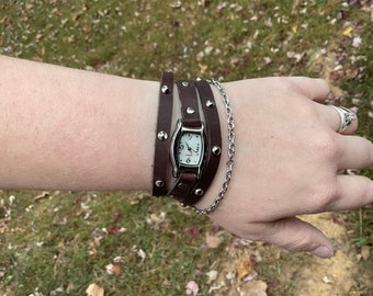 Women's Brown Leather Watch/ Bracelet