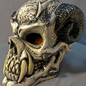 Demon Skull ceramic sculpture