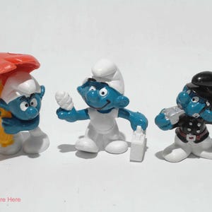 Smurfs Figures Lot of 3 - Schleich Peyo 70&#39;s and 80&#39;s