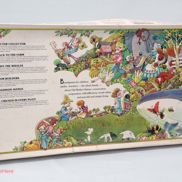 Animal Town Back to the Farm Cooperative Board game 1977 COMPLETE (read description)
