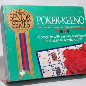 Poker Keeno Senior Series Game - Cadaco 1989 COMPLETE w Red Chips (read description)